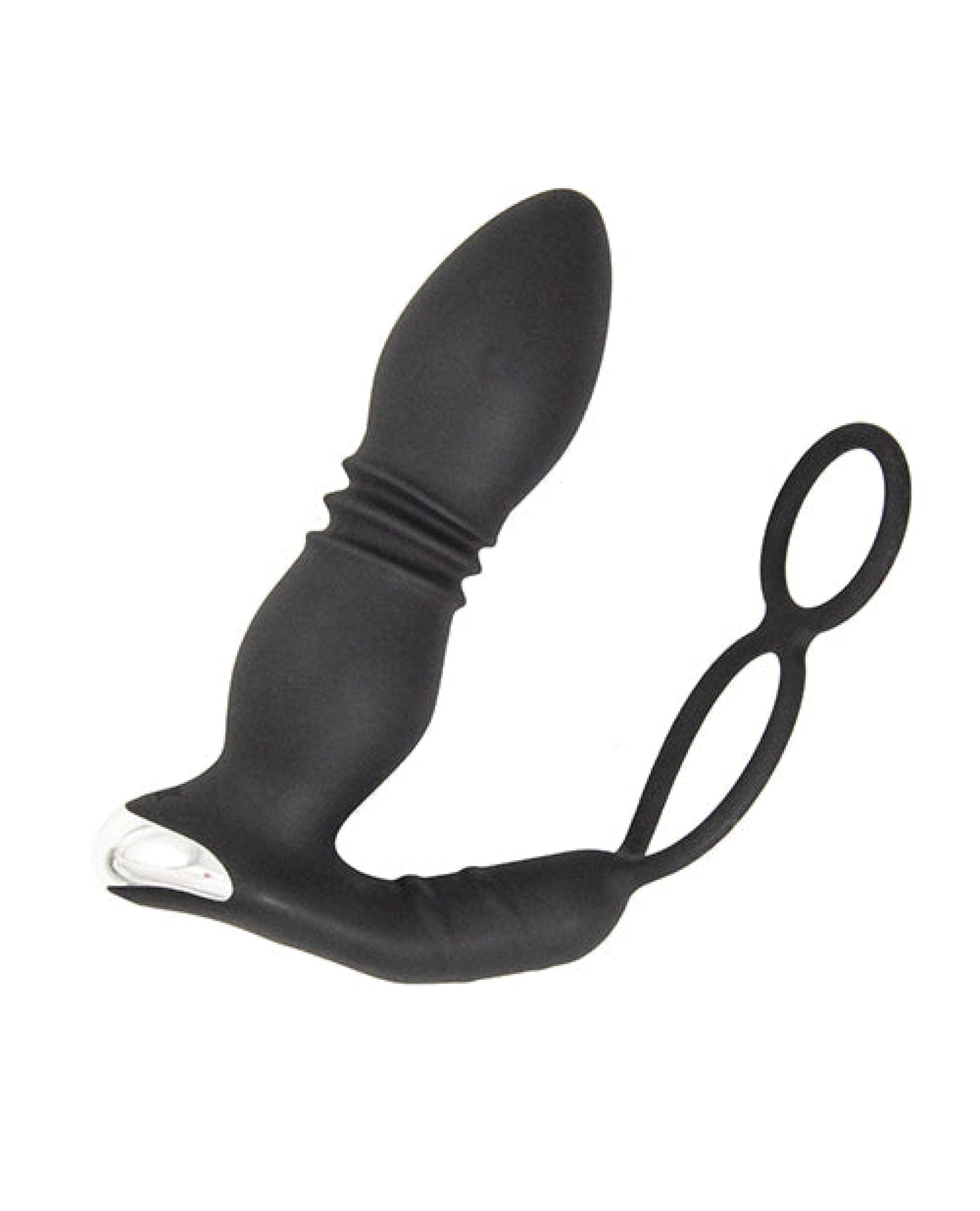 Doll Authority Anal Products Ass-station Remote Prostate Power Plug w/Cock & Ball Ring - Black