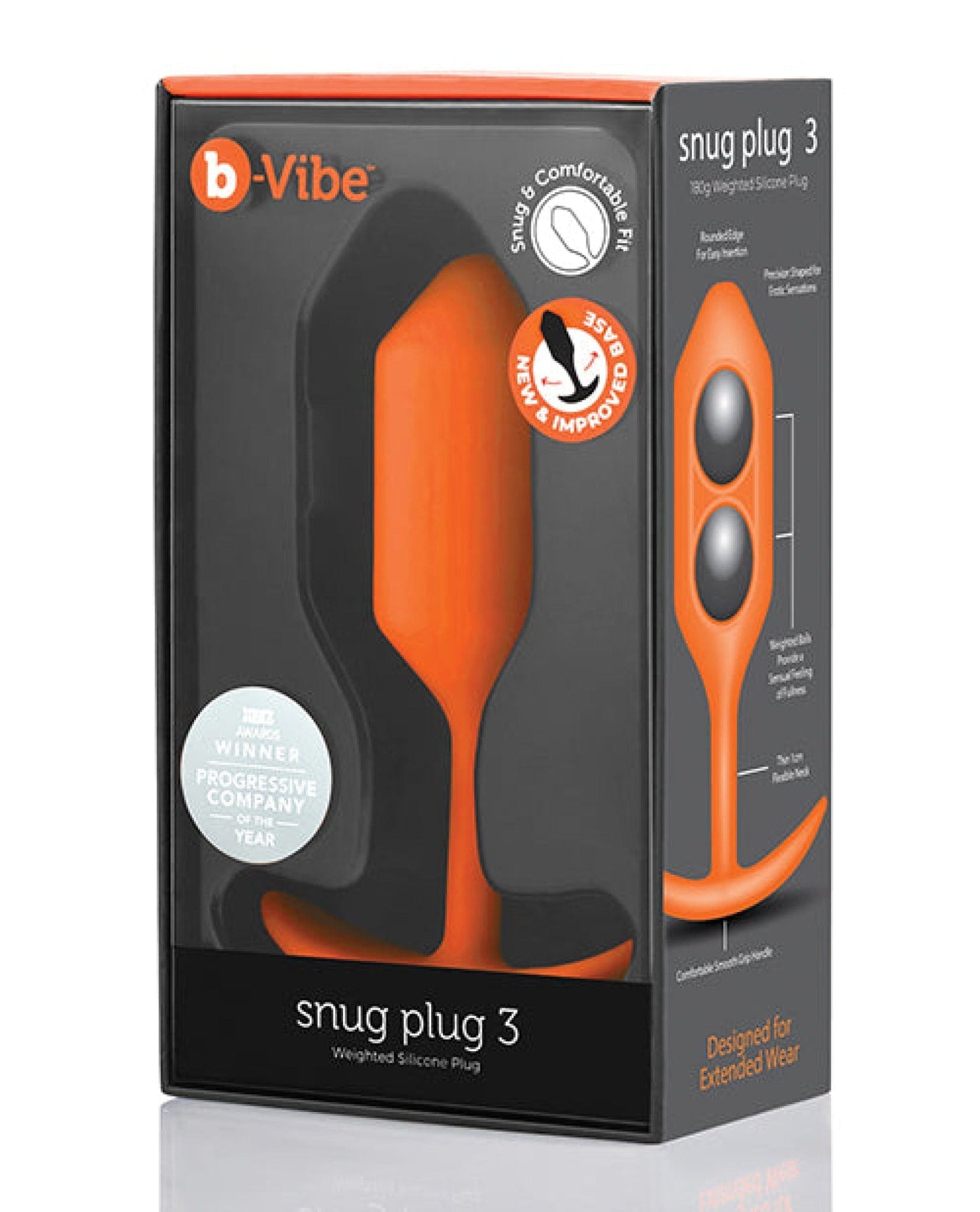 Doll Authority Anal Products Orange B-vibe Weighted Snug Plug 3 - 180 G
