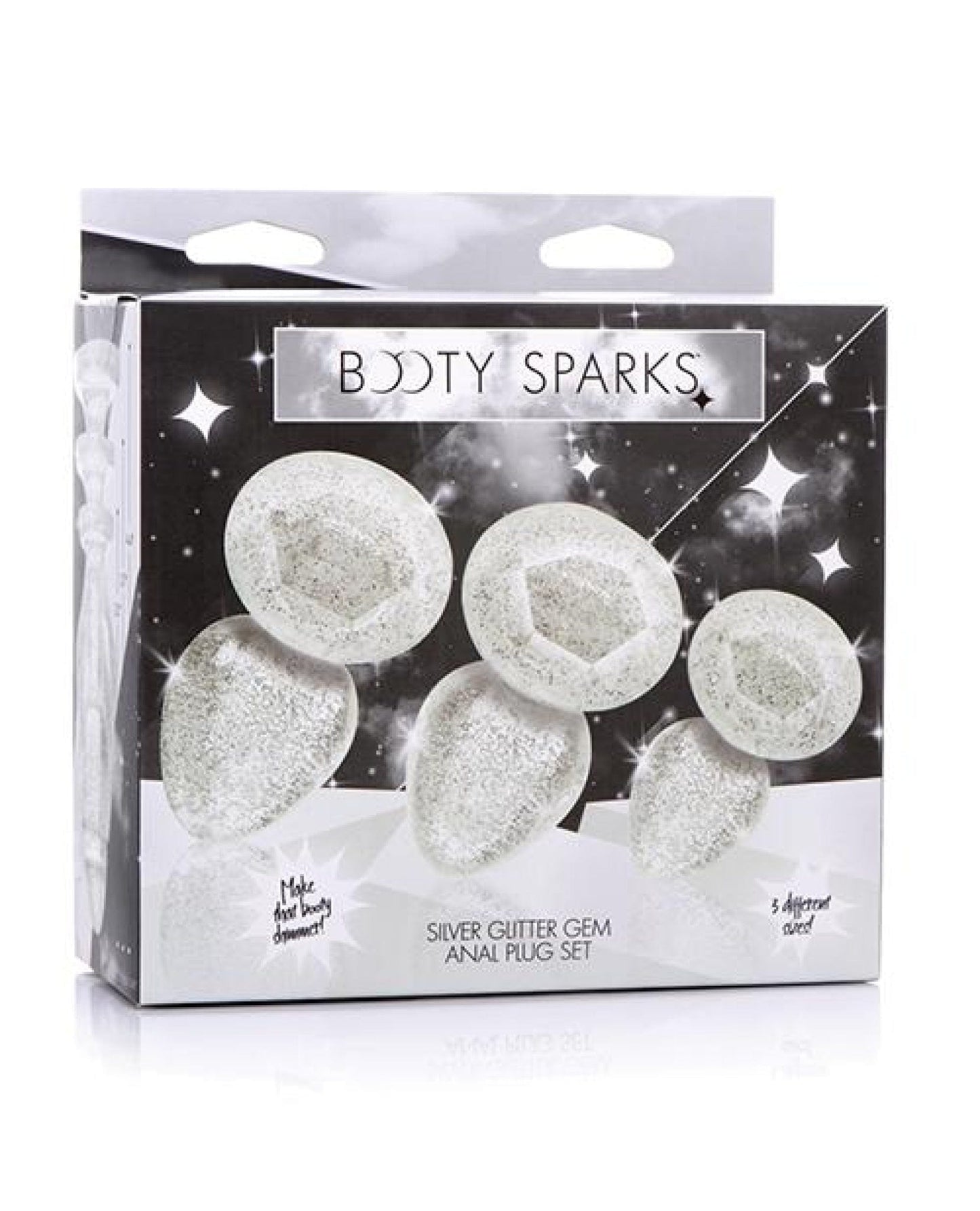 Doll Authority Anal Products Silver Booty Sparks Glitter Gem Anal Plug Set