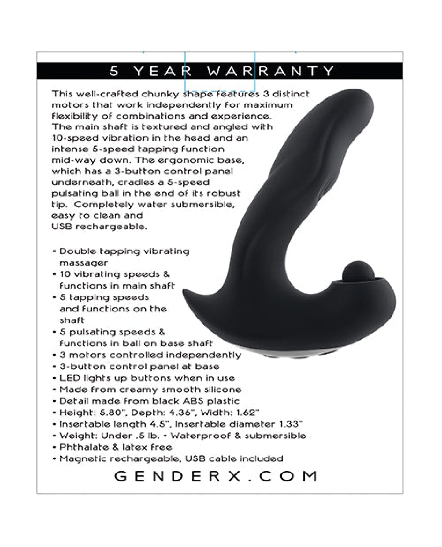 Doll Authority Anal Products Gender X Mad Tapper - Black