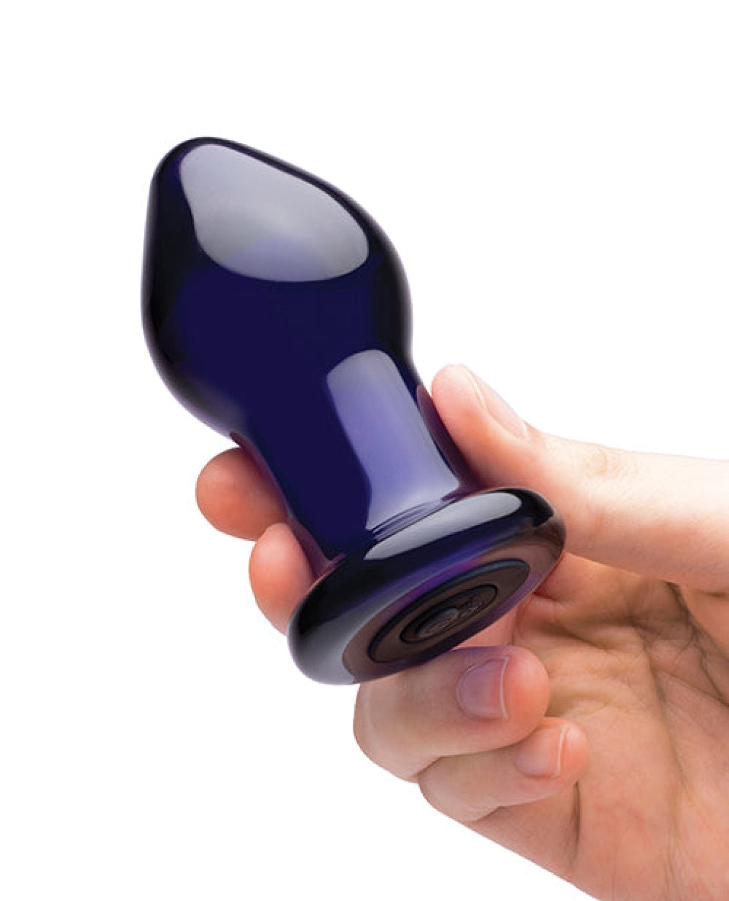 Doll Authority Anal Products Glas 3.5" Rechargeable Vibrating Butt Plug - Blue
