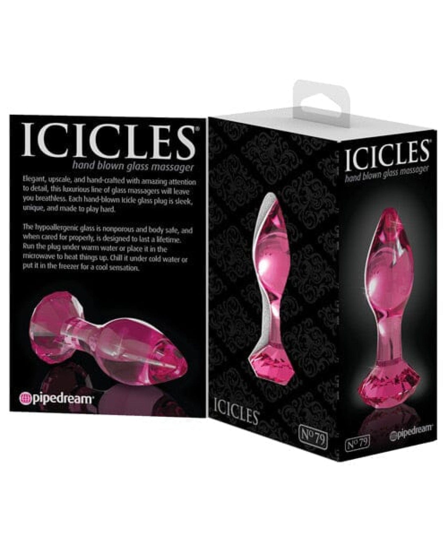 Doll Authority Anal Products Icicles No. 79 Hand Blown Glass Diamond Butt Plug - Pink