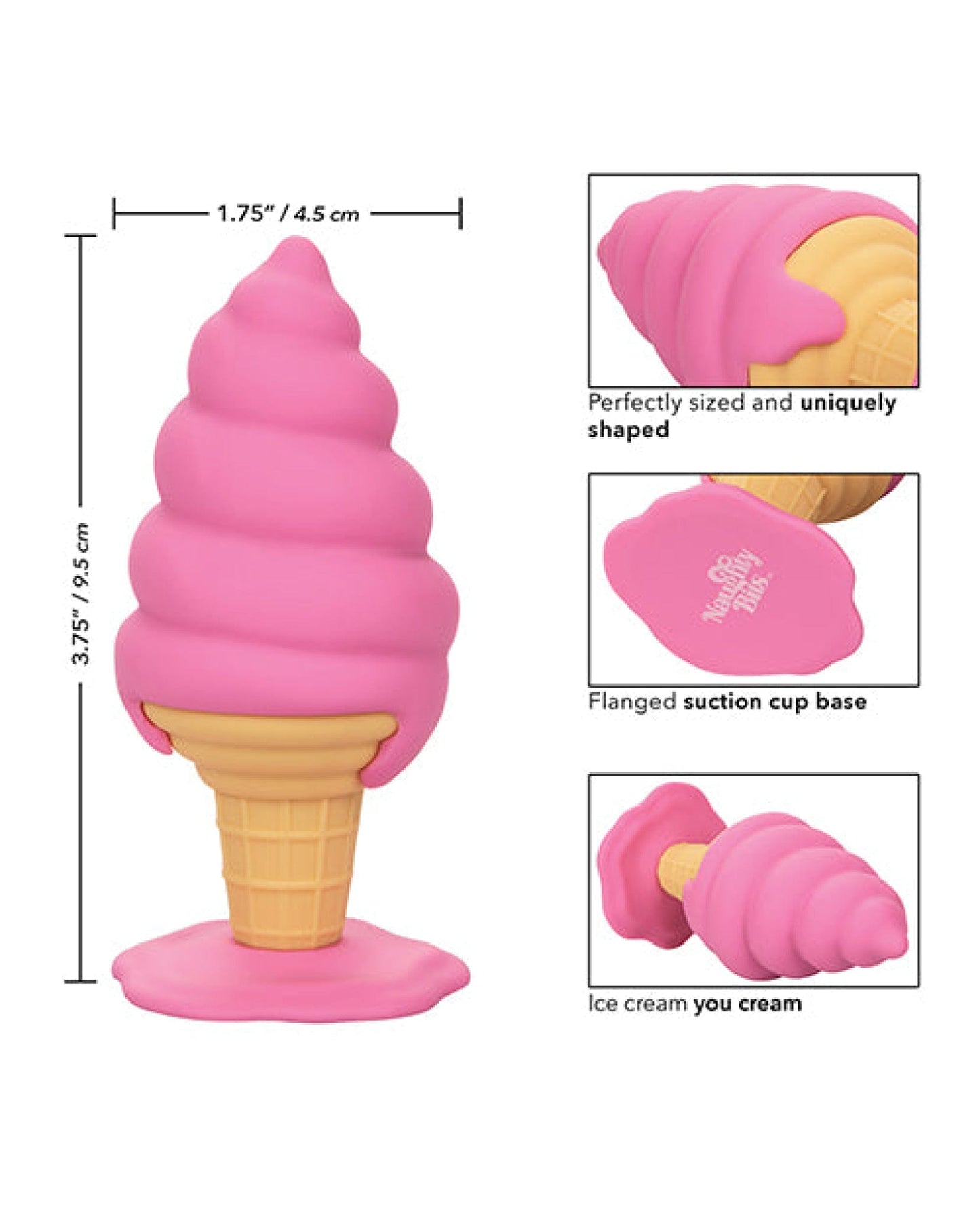 Doll Authority Anal Products Naughty Bits Yum Bum Ice Cream Cone Butt Plug - Pink