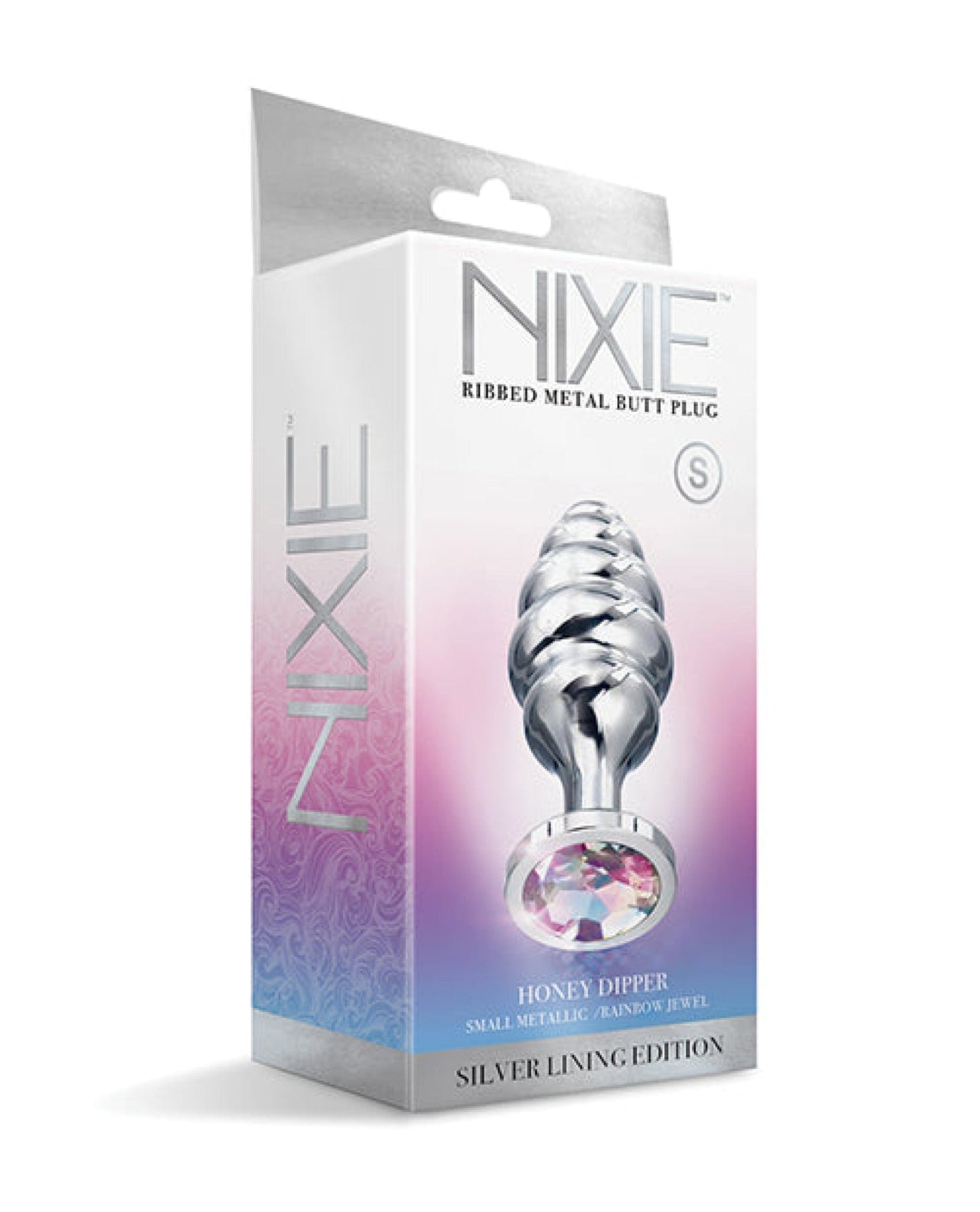 Doll Authority Anal Products Nixie Honey Dipper Ribbed Metal Rainbow Jeweled Butt Plug
