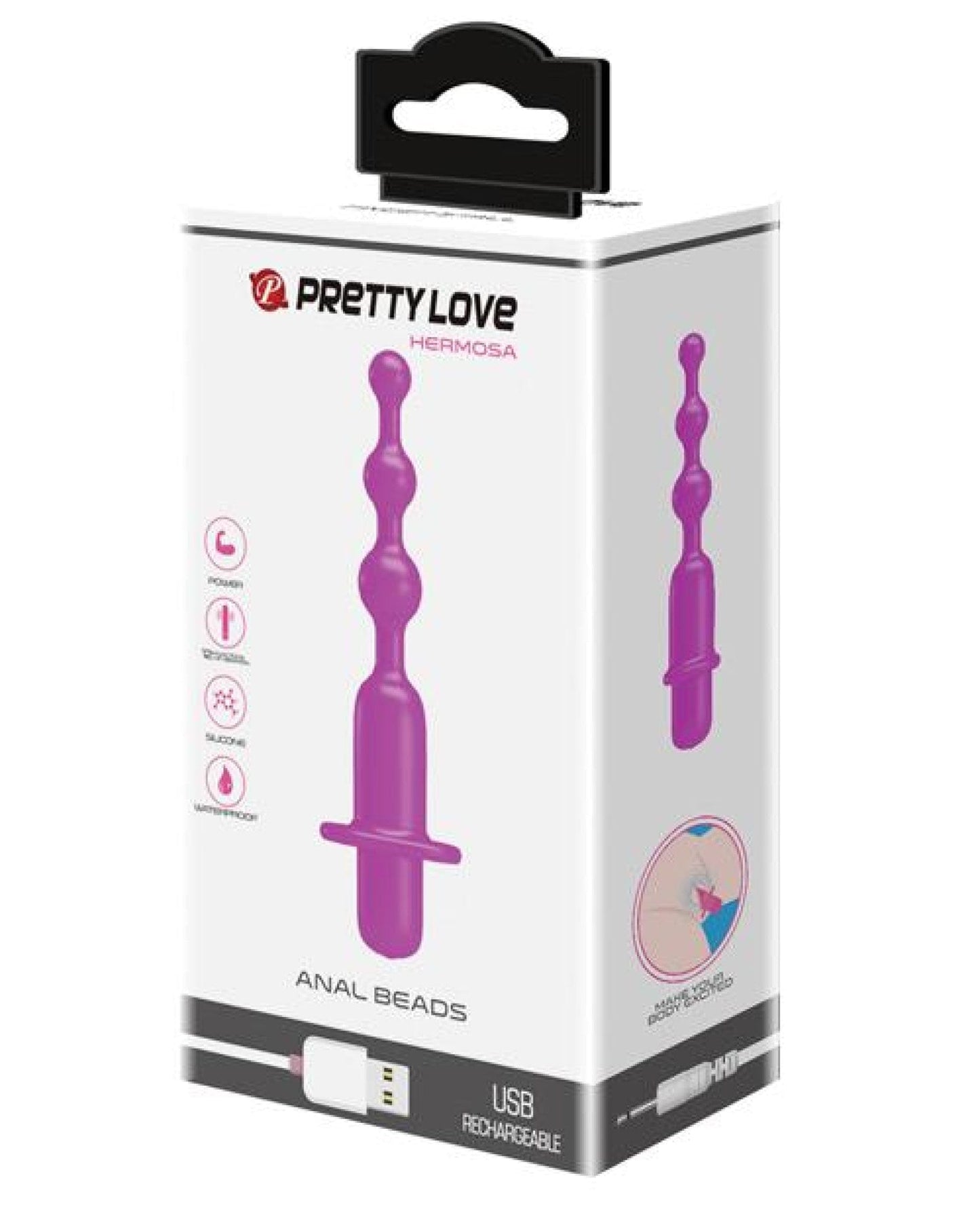 Doll Authority Anal Products Pretty Love Hermosa Anal Beads Vibrator - 12 Function Fuchsia