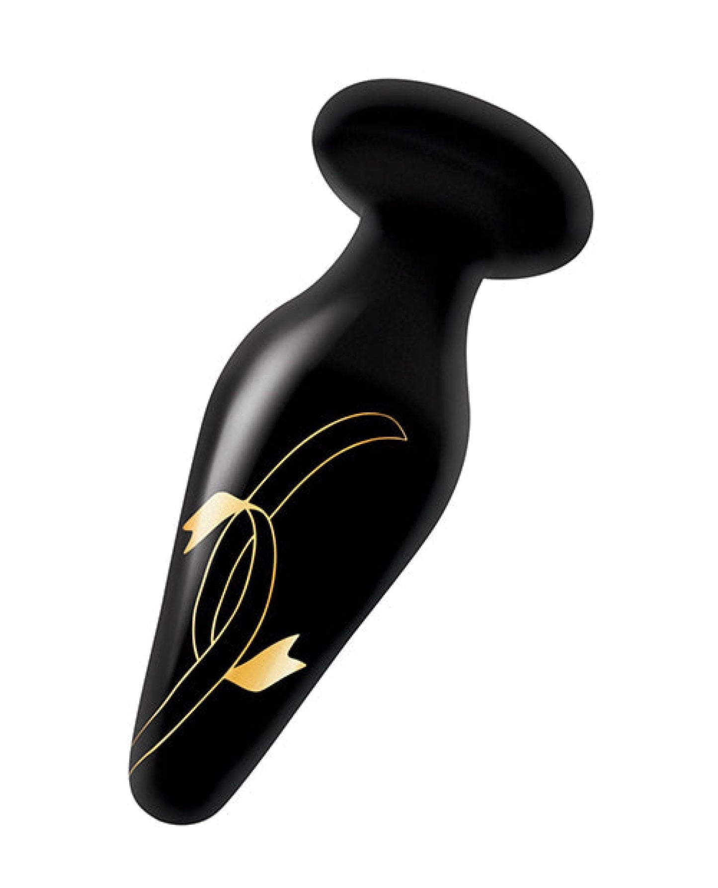 Doll Authority Anal Products Secret Kisses 4.5" Handblown Wide Glass Plug - Black-gold