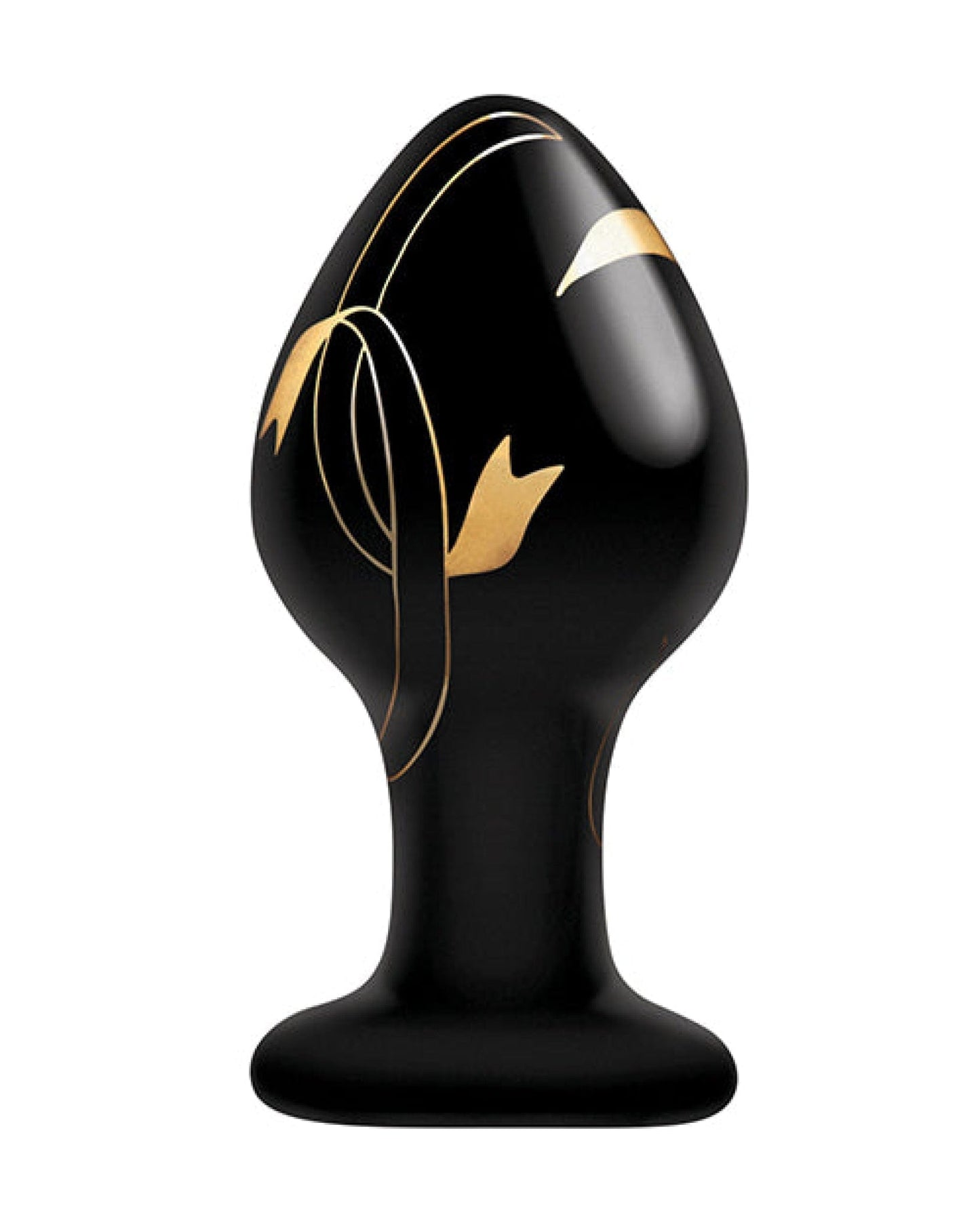 Doll Authority Anal Products Secret Kisses Handblown Glass Plug - Black/gold