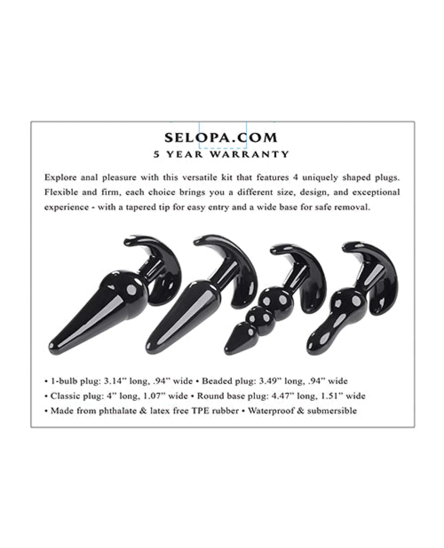 Doll Authority Anal Products Selopa Intro To Plugs - Black