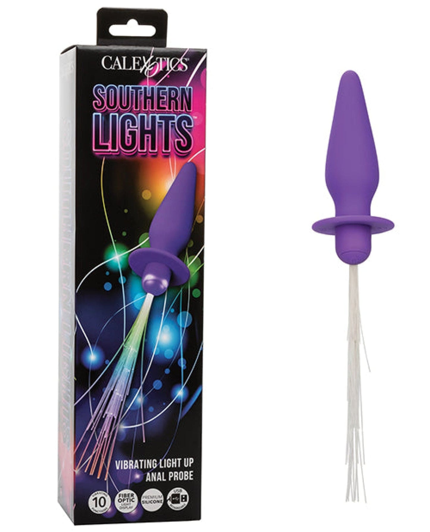 Doll Authority Anal Products Purple Southern Lights Rechargeable Vibrating Light Up Anal Probe