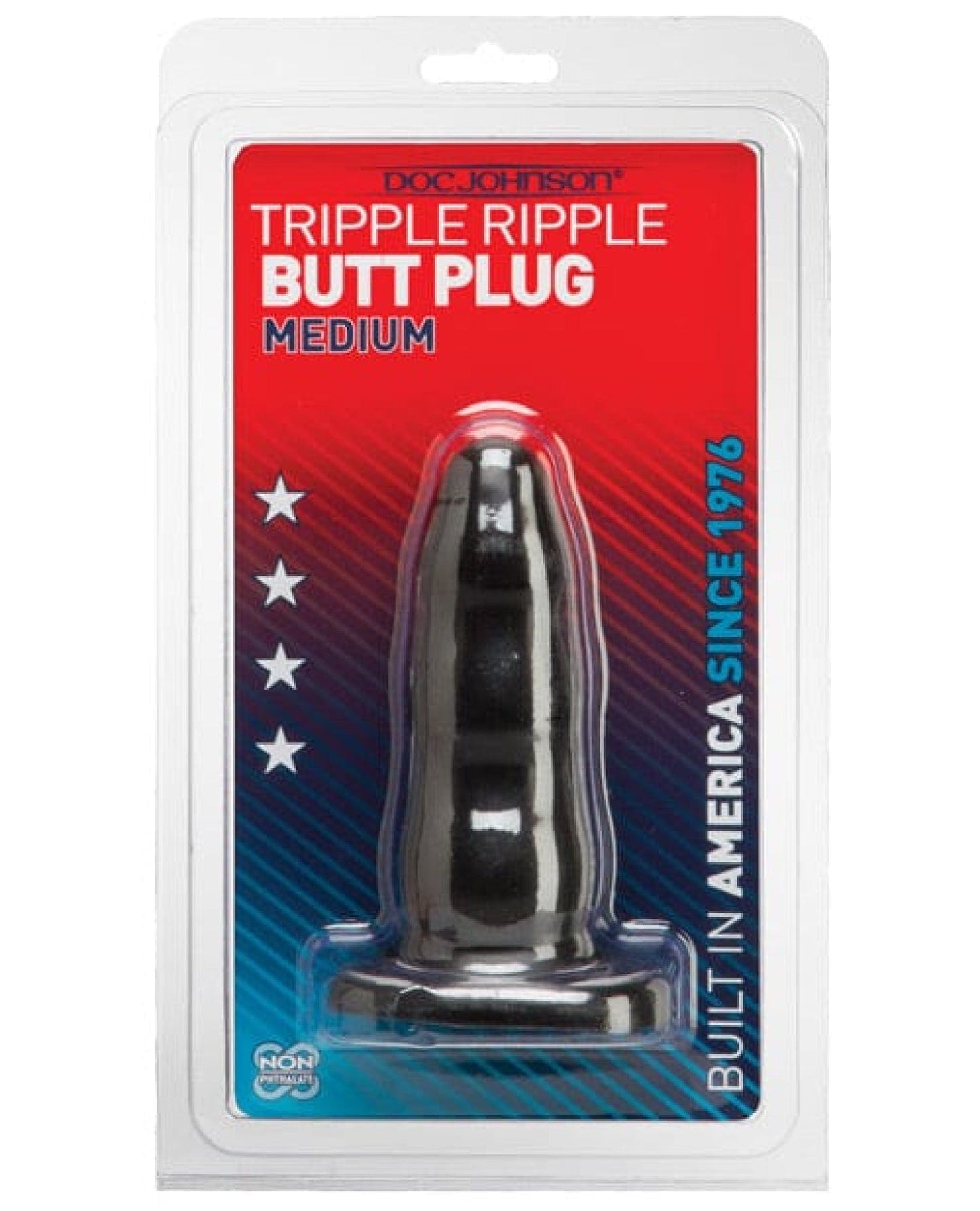 Doll Authority Anal Products Black / Medium Triple Ripple Butt Plug