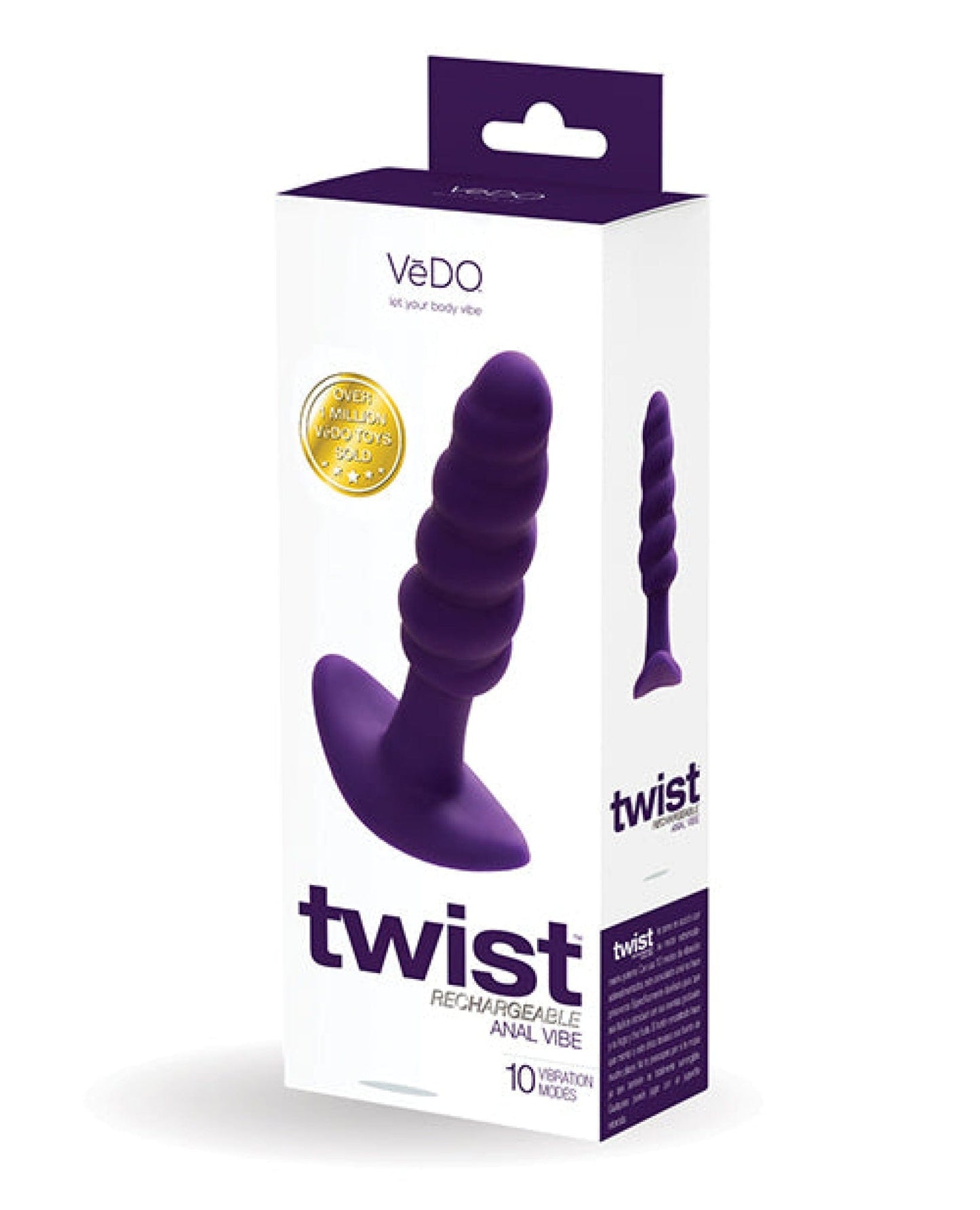 Doll Authority Anal Products Purple Vedo Twist Rechargeable Anal Plug