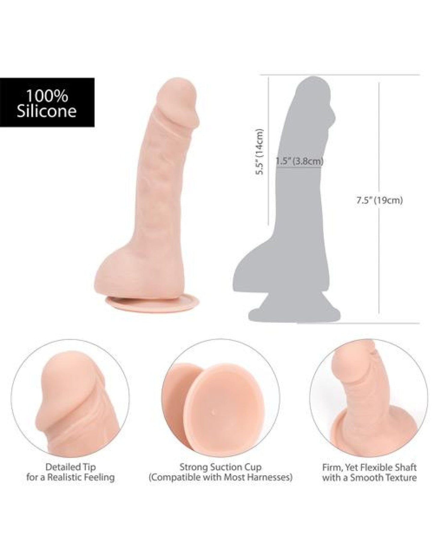 Doll Authority Dongs & Dildos Addiction Brad 7.5" Dildo - Beige