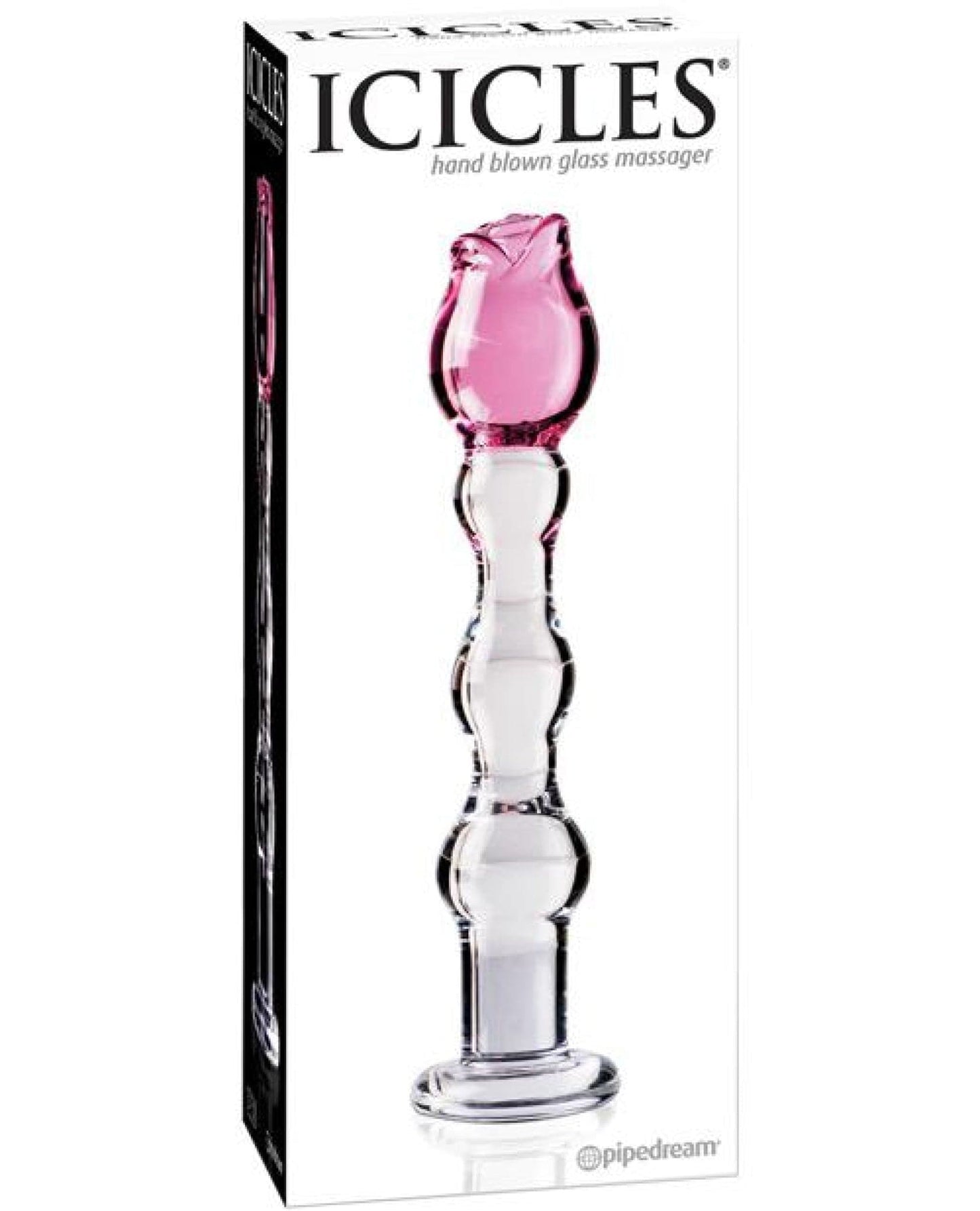 Doll Authority Dongs & Dildos Icicles No. 12 Hand Blown Glass Massager - Clear W-rose Tip
