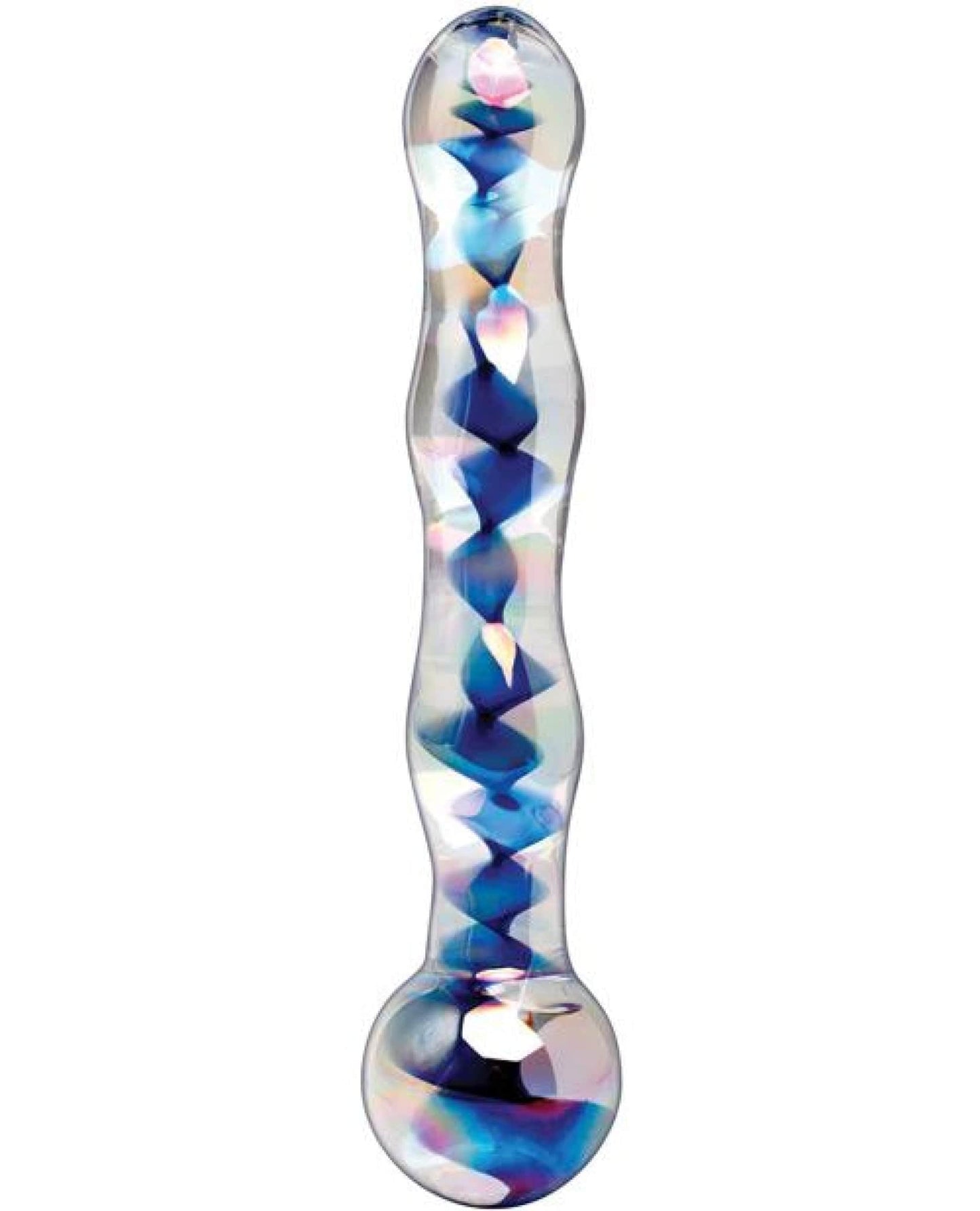 Doll Authority Dongs & Dildos Icicles No. 8 Hand Blown Glass Massager - Clear W-inside Blue Swirls