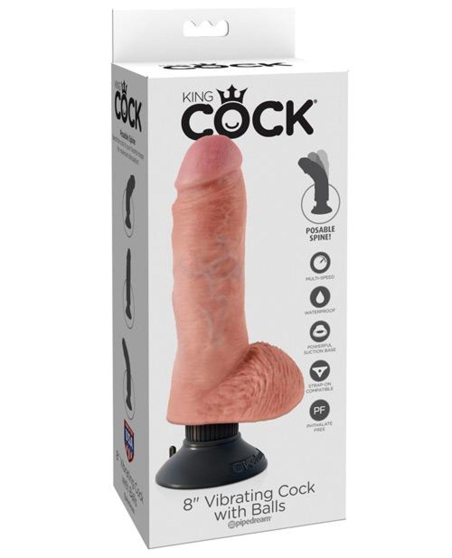 Doll Authority Dongs & Dildos King Cock 8" Vibrating Cock W-balls - Flesh