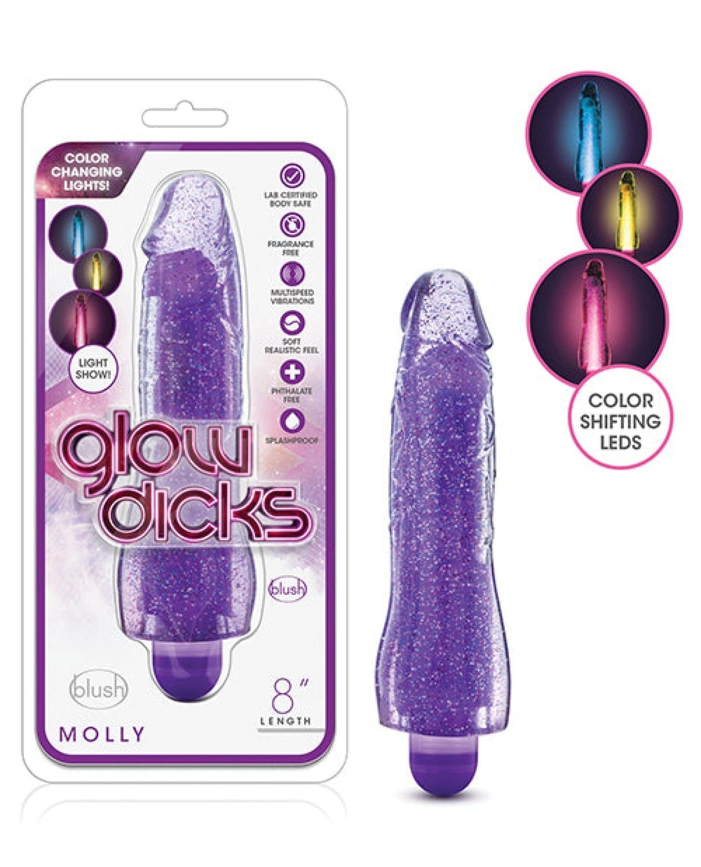 Doll Authority Vibrators Purple Blush Glow Dicks Glitter Vibrator Molly
