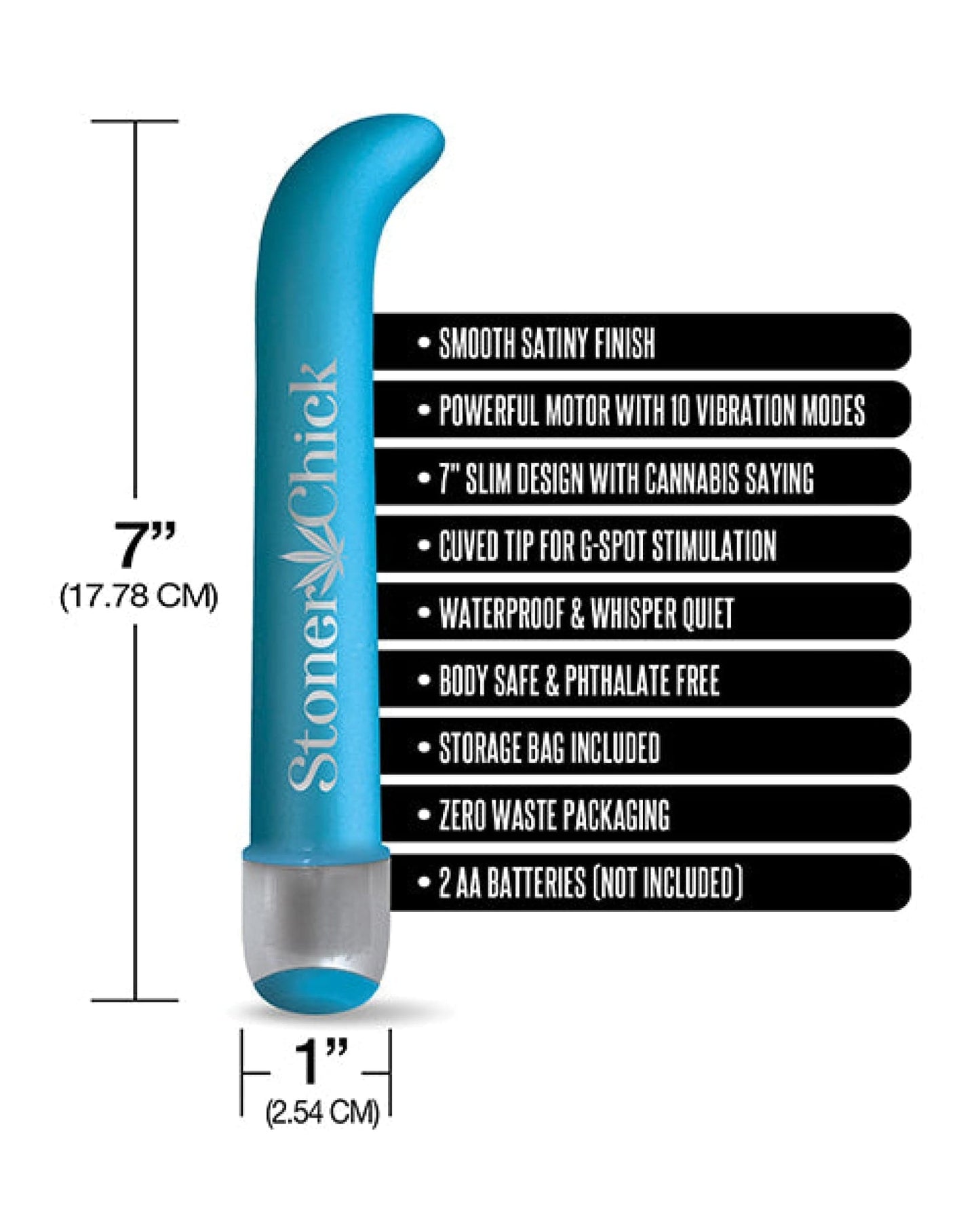 Doll Authority Vibrators Buzzed 7" G-spot Vibe - Stoner Chick Blue
