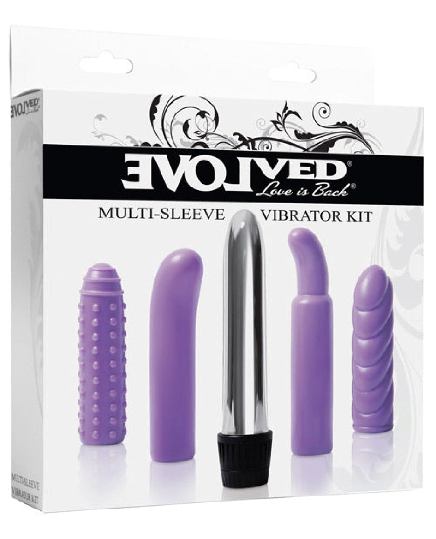 Doll Authority Vibrators Evolved Multi Sleeve Vibrator Kit W-4 Textured Sleeves & Vibe - Purple