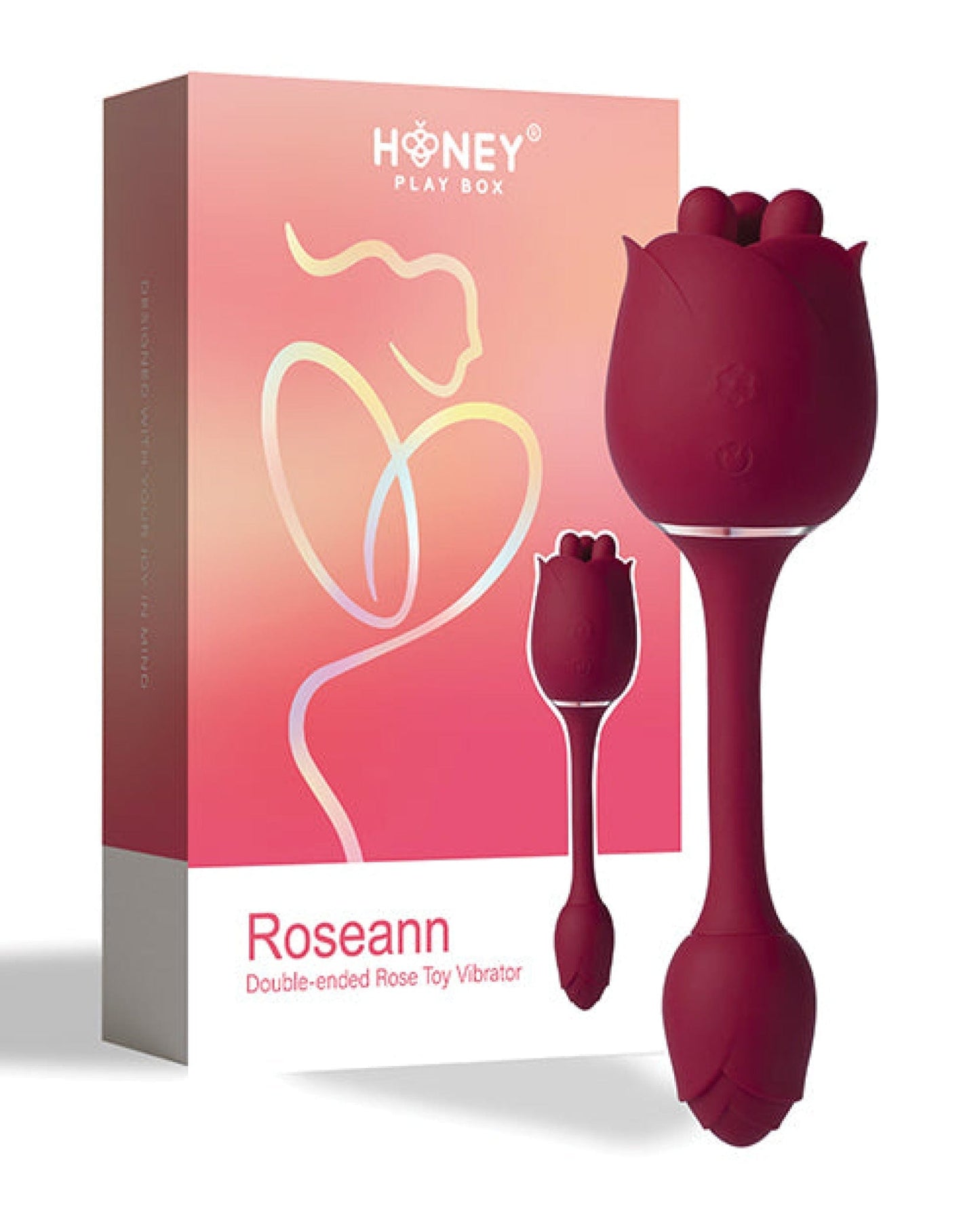 Doll Authority Vibrators Roseann Double Ended Rose Toy Vibrator - Red