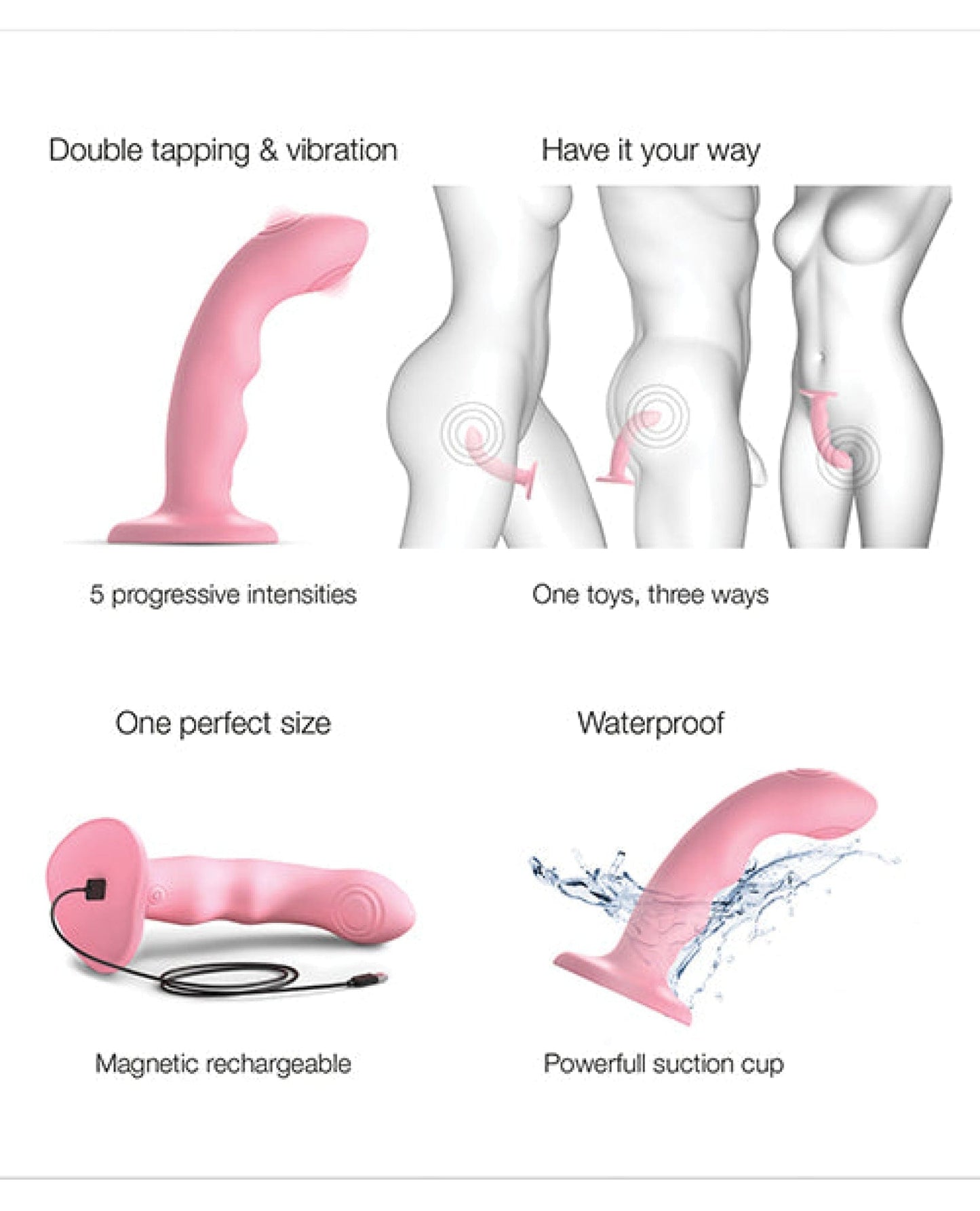 Doll Authority Vibrators Strap on Me Tapping Dildo - Night Blue