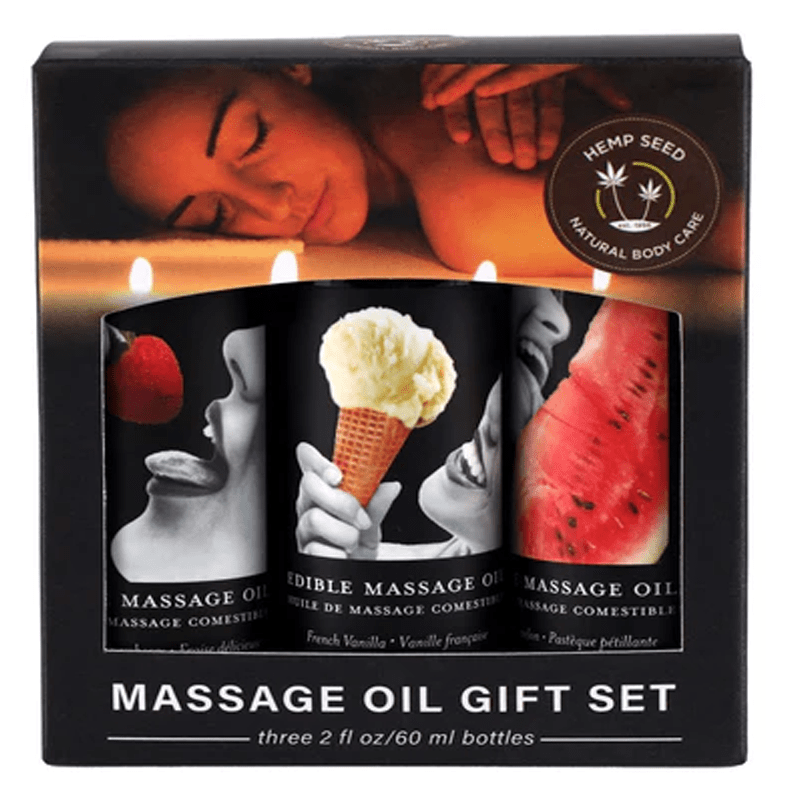 Earthly Body Lubes Edible Massage Oil Gift Set: Original 2 fl oz / 60 ml