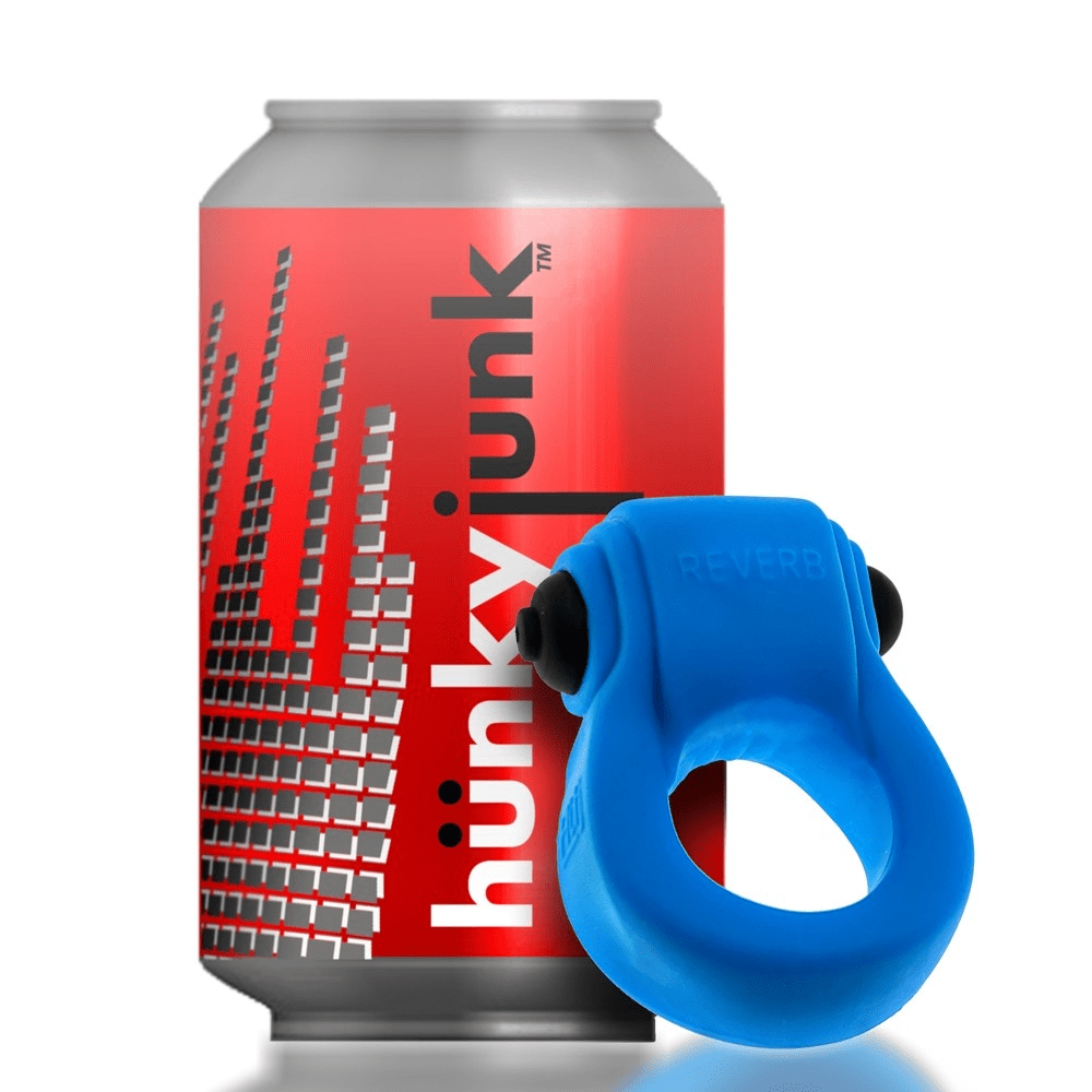 Hunkyjunk For Him REVRING, ring with vibe, TEAL ICE w/ Black Vibe