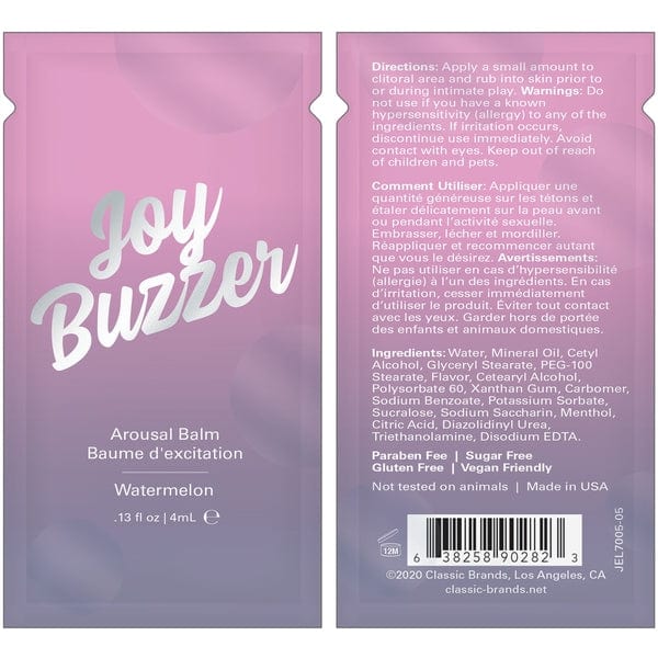Jelique Lubes JOY BUZZER Clitoral Arousal Balm - Watermelon - Foil - 0.13 floz l 4 mL