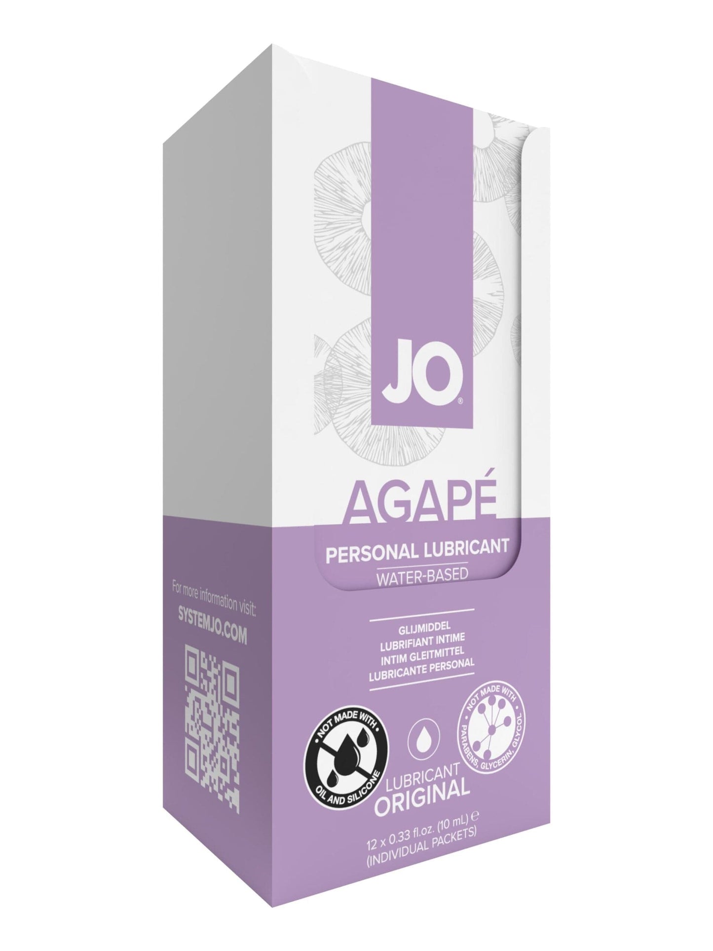 JO Lubricants Lubes JO Agape Lubricant Foil Display Box 12 x 10mL