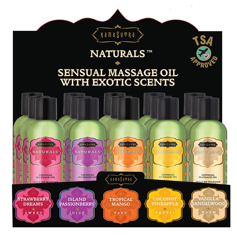 Kama Sutra Lubes Display - Naturals Massage Oil Prepack