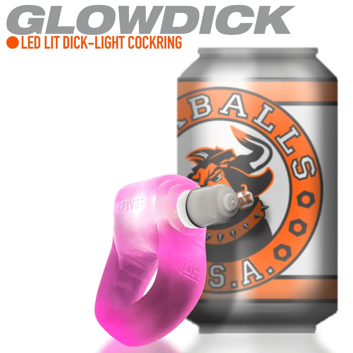 OXBALLS For Him GLOWDICK, cockring with LED, PINK ICE