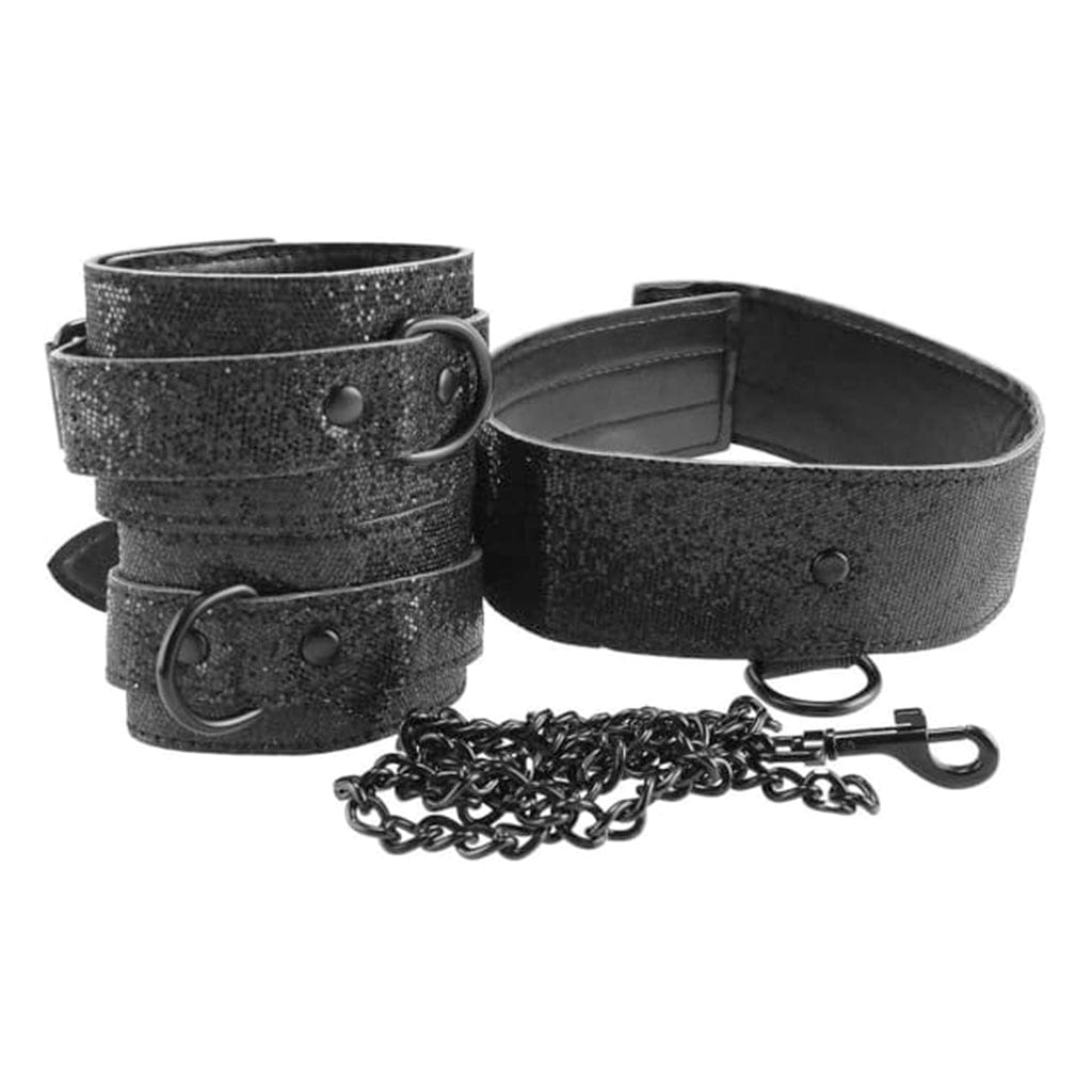 Sex & Mischief BDSM Shadow Sparkle Collar & Cuff Set