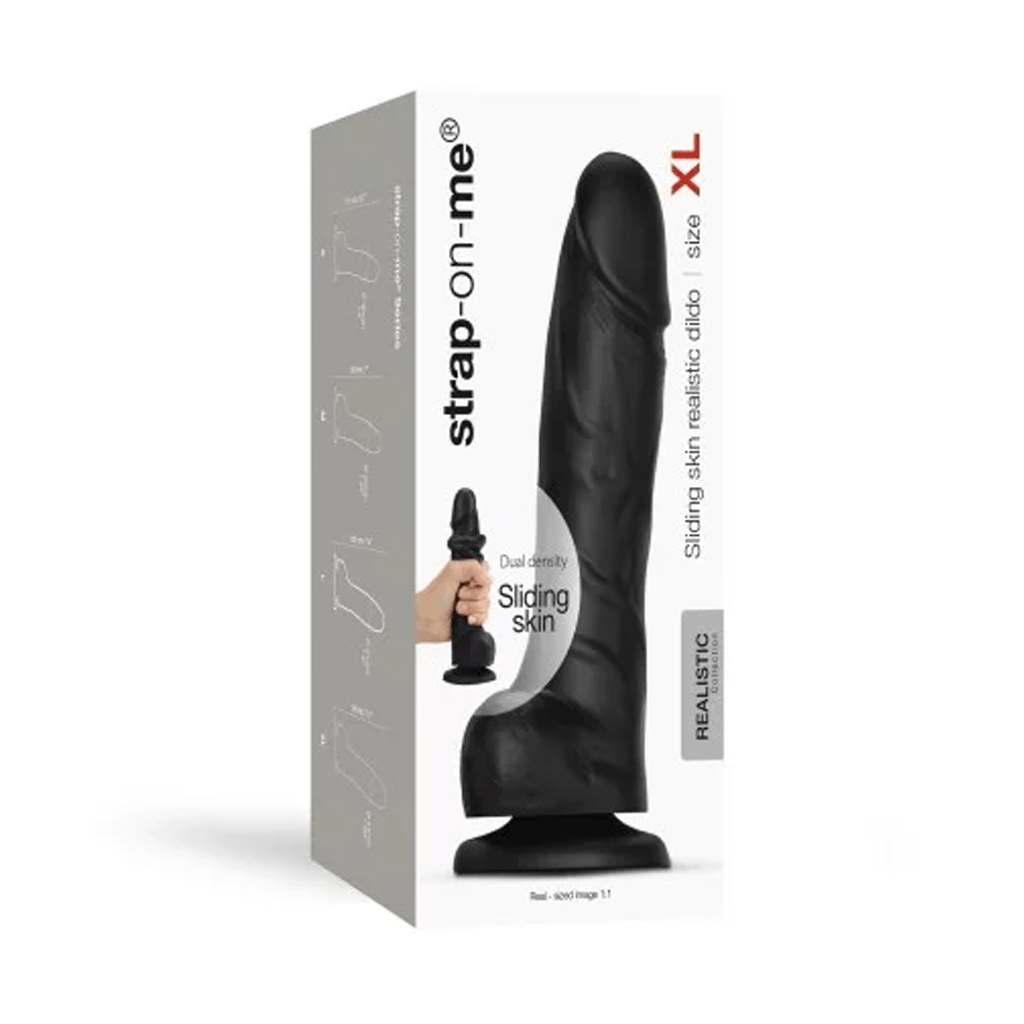 STRAP-ON-ME Dongs & Dildos SLIDING SKIN REALISTIC DILDO BLACK- XL