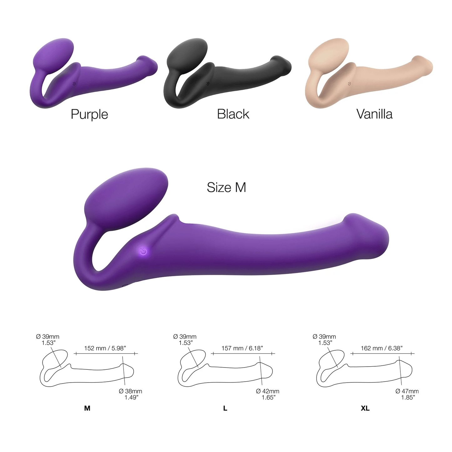 STRAP-ON-ME Strap-Ons & Harnesses VIBRATING BENDABLE STRAP-ON - M - PURPLE