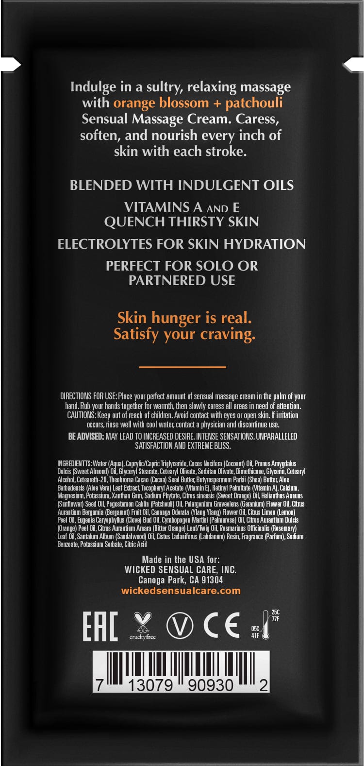 Wicked Lubes Orange Blossom + Patchouli Massage Cream .34oz