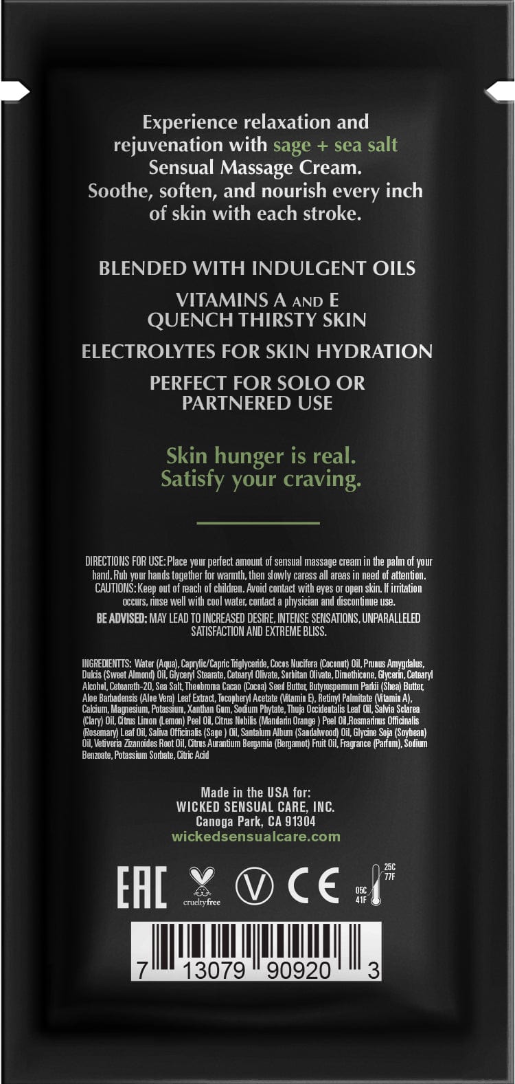 Wicked Lubes Sage + Sea Salt Massage Cream .34oz