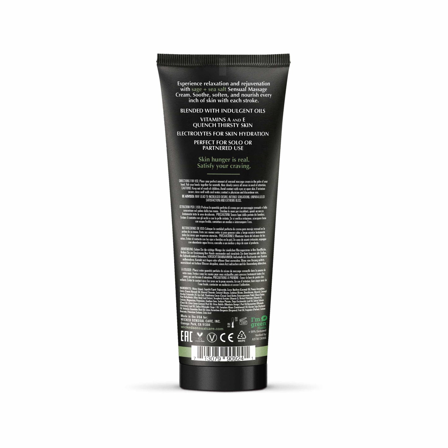 Wicked Lubes Sage + Sea Salt Massage Cream 4oz