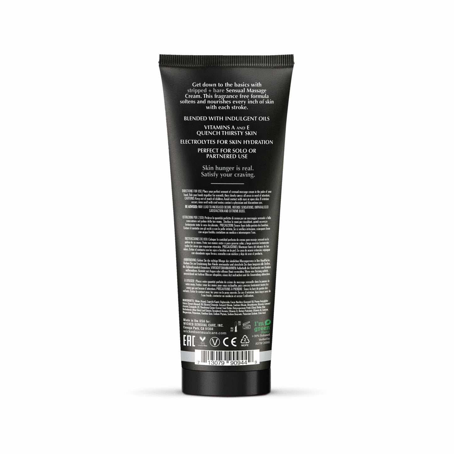 Wicked Lubes Stripped + Bare Massage Cream 4oz