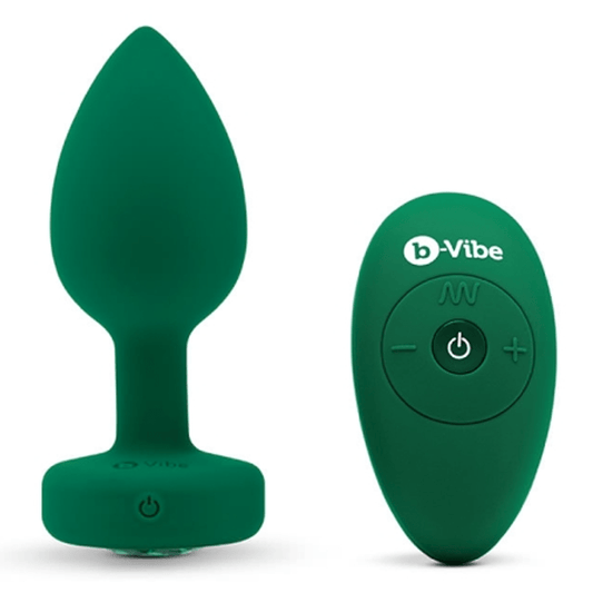 b-Vibe Anal Toys VIBRATING JEWEL PLUG | M/L | EMERALD GREEN