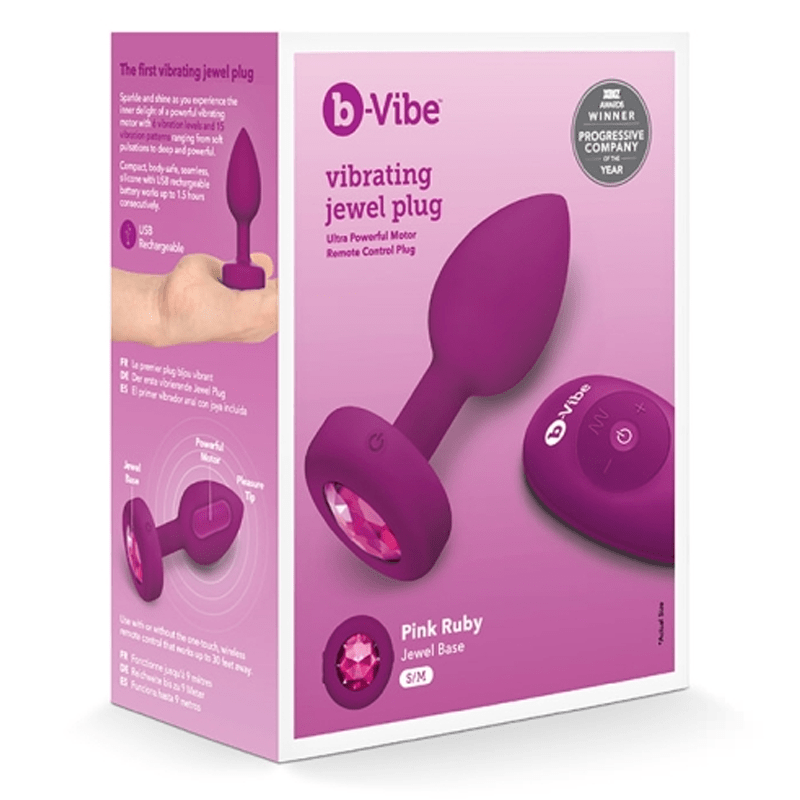 b-Vibe Anal Toys VIBRATING JEWEL PLUG | S/M | FUCHSIA