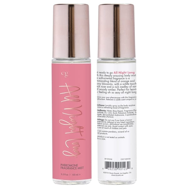 CG Lubes ALL NIGHT LONG Fragrance Body Mist with Pheromones - Soft - Oriental 3.5oz | 103mL
