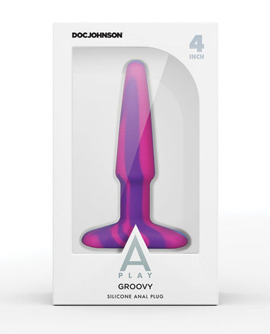 Doll Authority Anal Products A Play 4" Groovy Silicone Anal Plug - Multicolor-pink