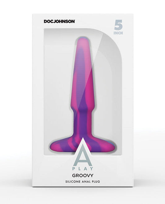 Doll Authority Anal Products A Play 5" Groovy Silicone Anal Plug - Multicolor-pink