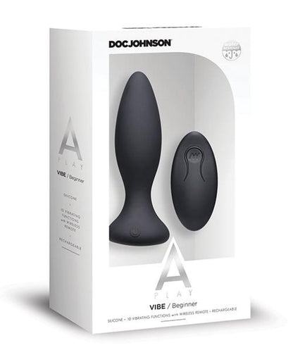 Doll Authority Anal Products Black A Play Rechargeable Silicone Beginner Anal Plug W/remote