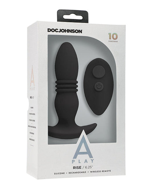 Doll Authority Anal Products Black A Play Rise Rechargeable Silicone Anal Plug W/remote