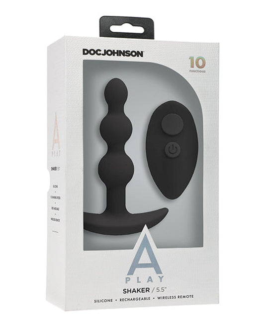 Doll Authority Anal Products Black A Play Shaker Rechargeable Silicone Anal Plug W/remote