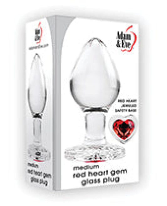 Doll Authority Anal Products Medium Adam & Eve Red Heart Gem Glass Plug