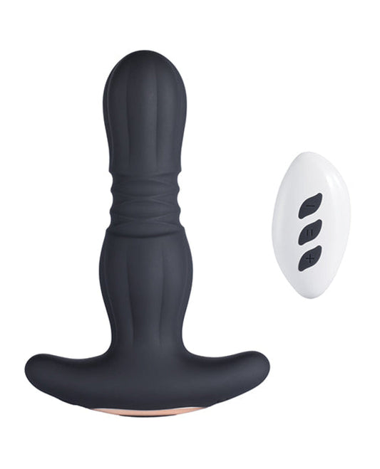 Doll Authority Anal Products Agas Thrusting Butt Plug W- Remote Control - Black