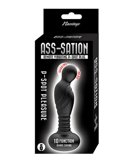 Doll Authority Anal Products Ass-sation Remote Vibrating P Spot Plug - Black