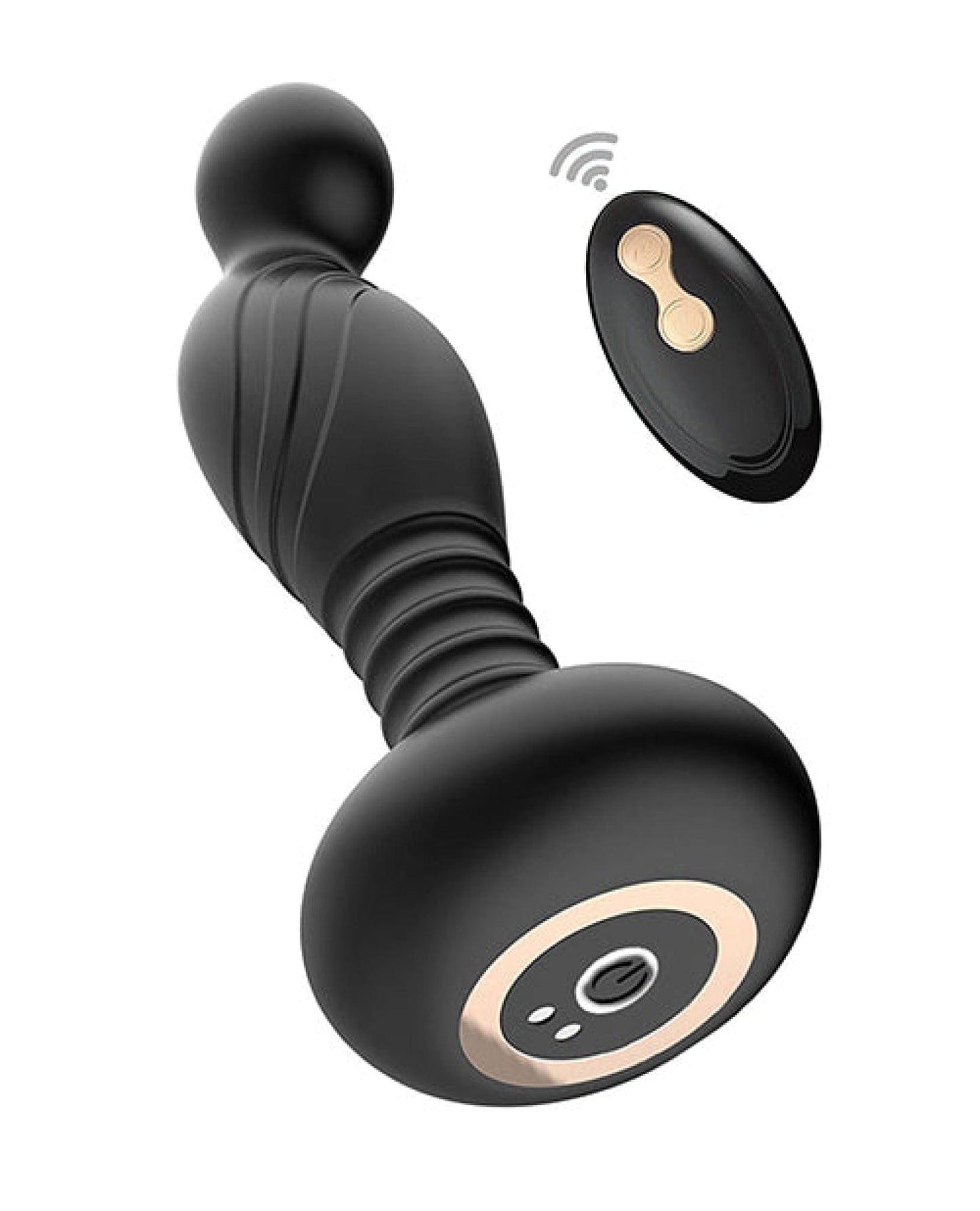 Doll Authority Anal Products Ass-sation Remote Vibrating P Spot Plug - Black