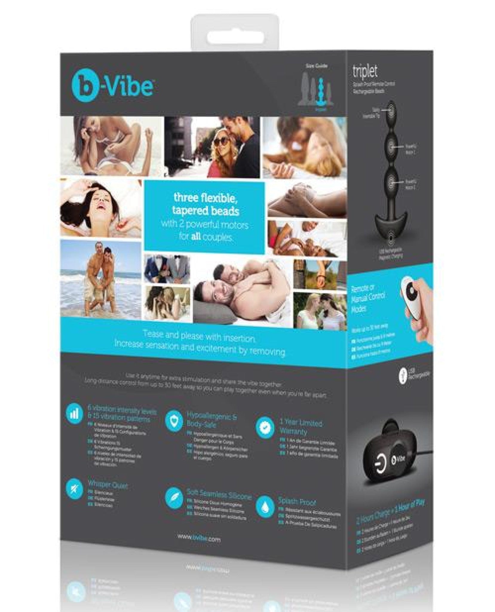 Doll Authority Anal Products Black B-vibe Remote Triplet Anal Beads